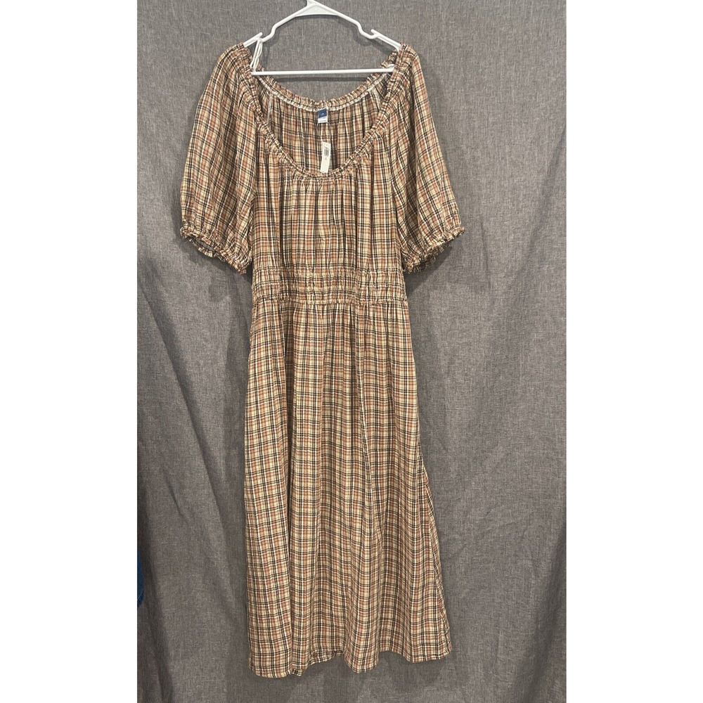 Old Navy • Brown Plaid • Midi Dress